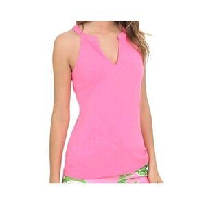 Lilly Pulitzer Women Arya Tank Top Cotton Blend Short Sleeve Pink Size Medium